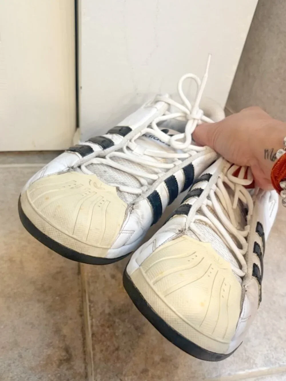 Adidas Superstar Leather Vintage Lace Up Low Top Shell Toe Sneakers